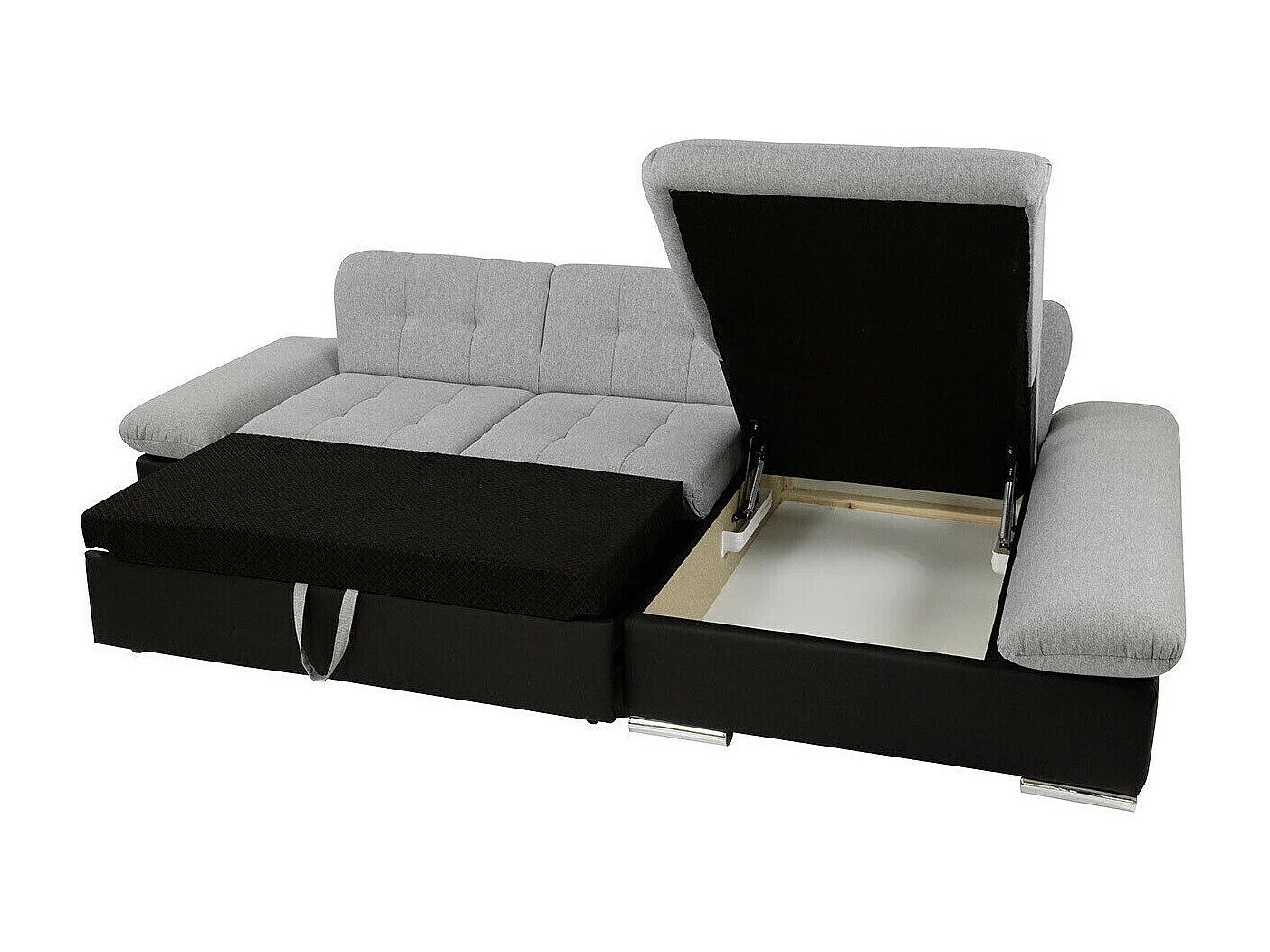 Canapé d'angle convertible 3 places en tissu brun 278x161x76 cm
