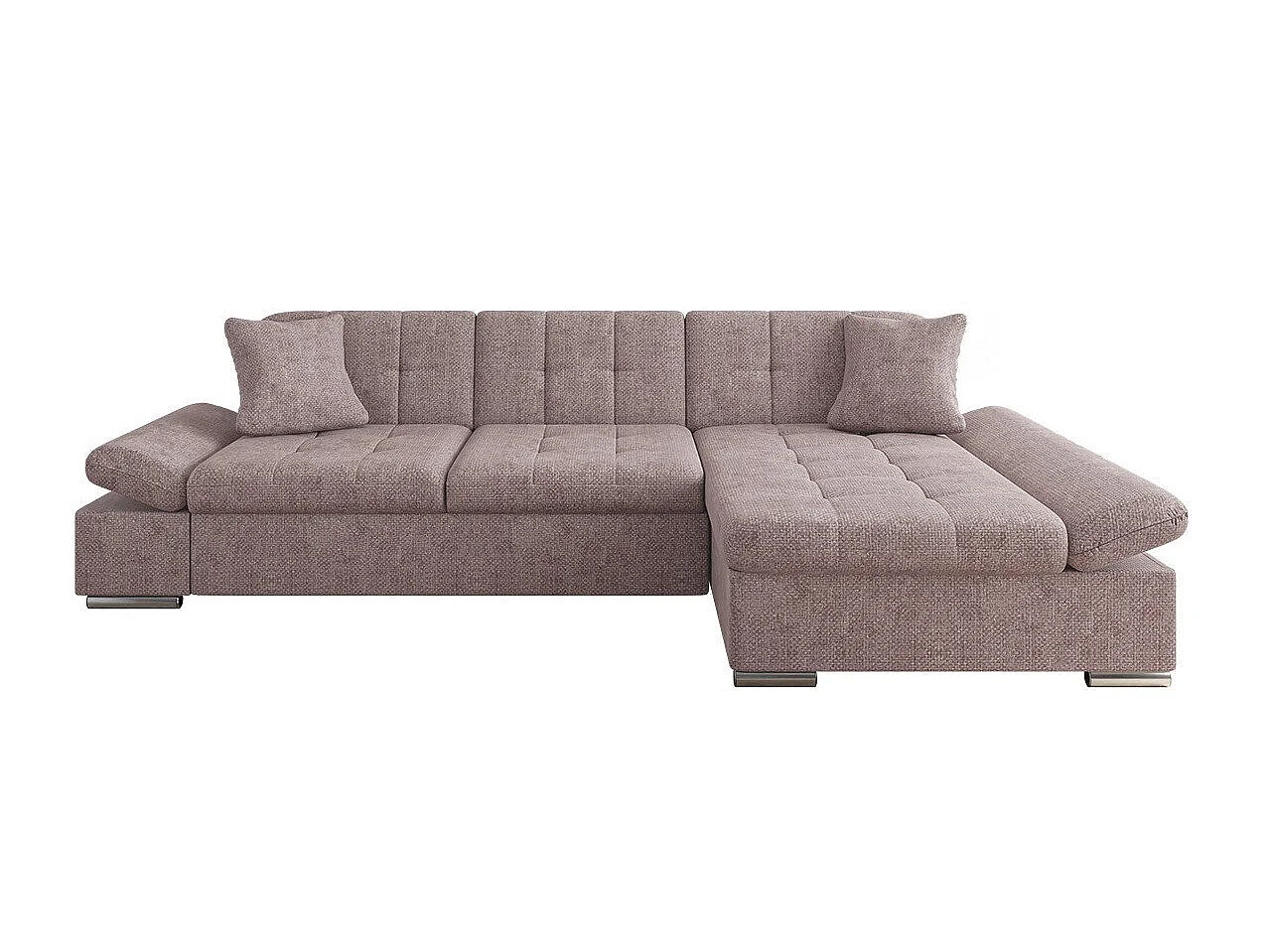 Canapé d'angle convertible 3 places en tissu brun 278x161x76 cm