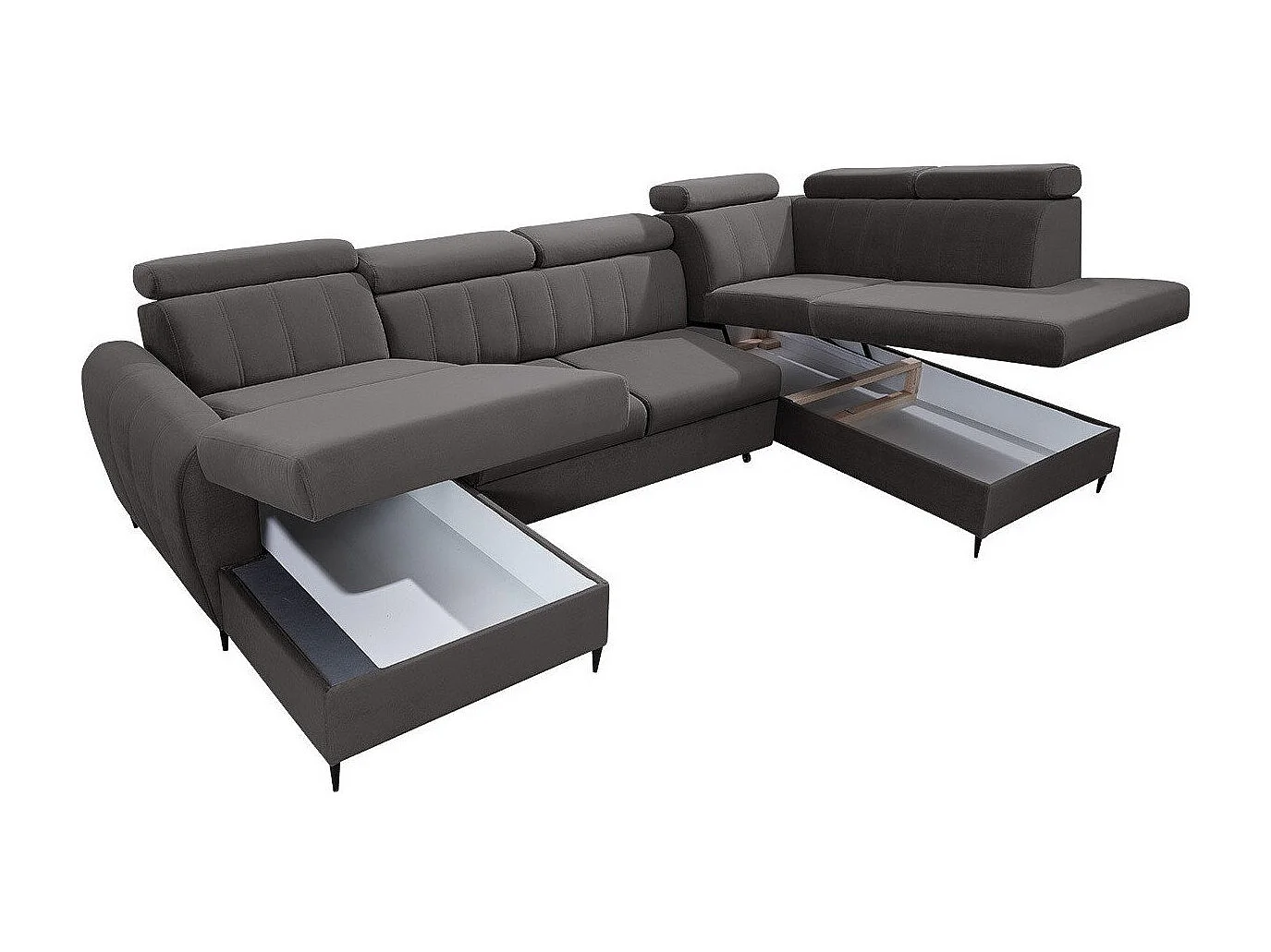 Canapé d'angle Temple 128, Brun clair, Disponible, 355x200x90cm