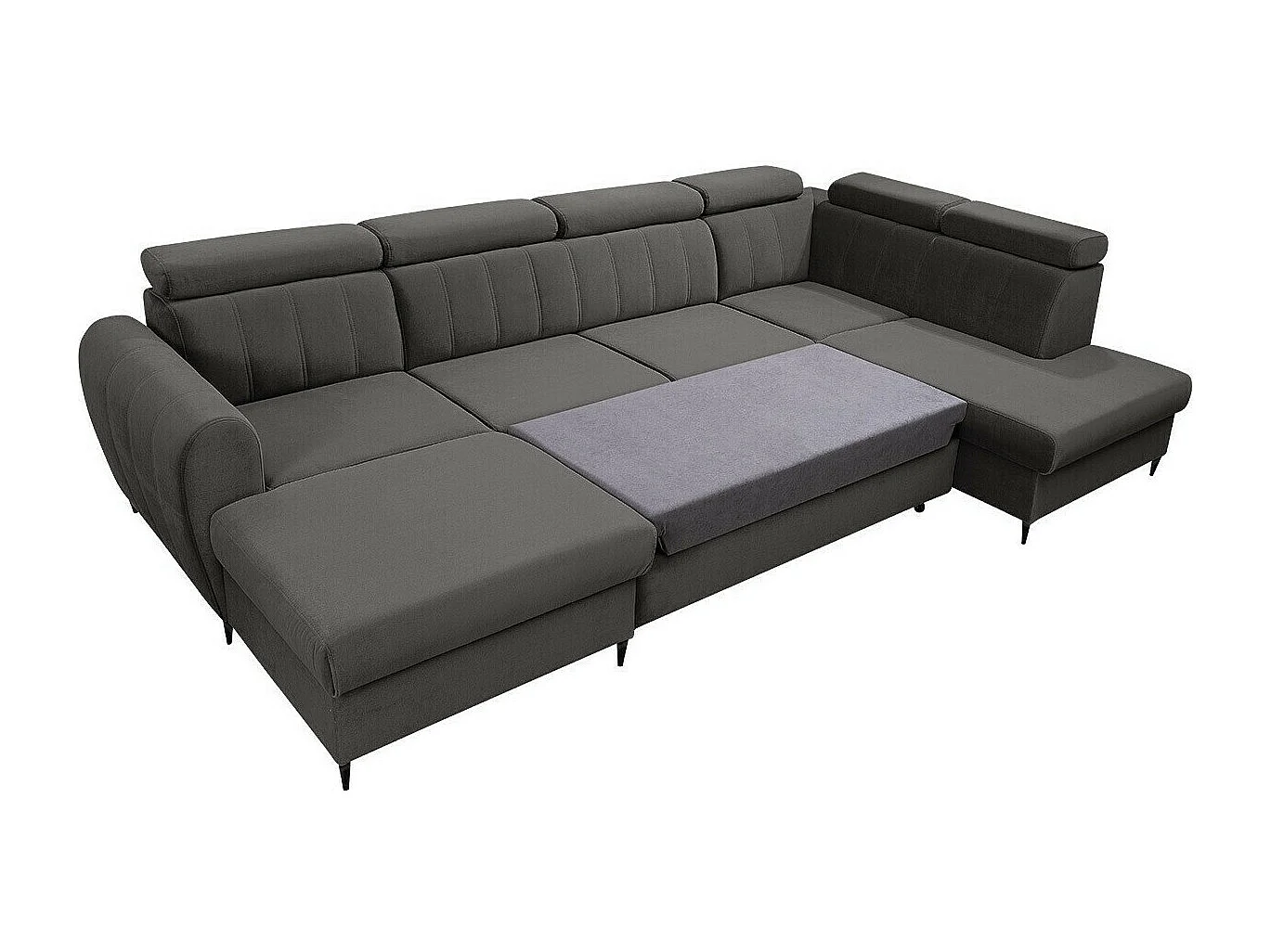 Sofá rinconero Temple 128, De color marrón claro, Función de descanso, Almacenaje, 355cm