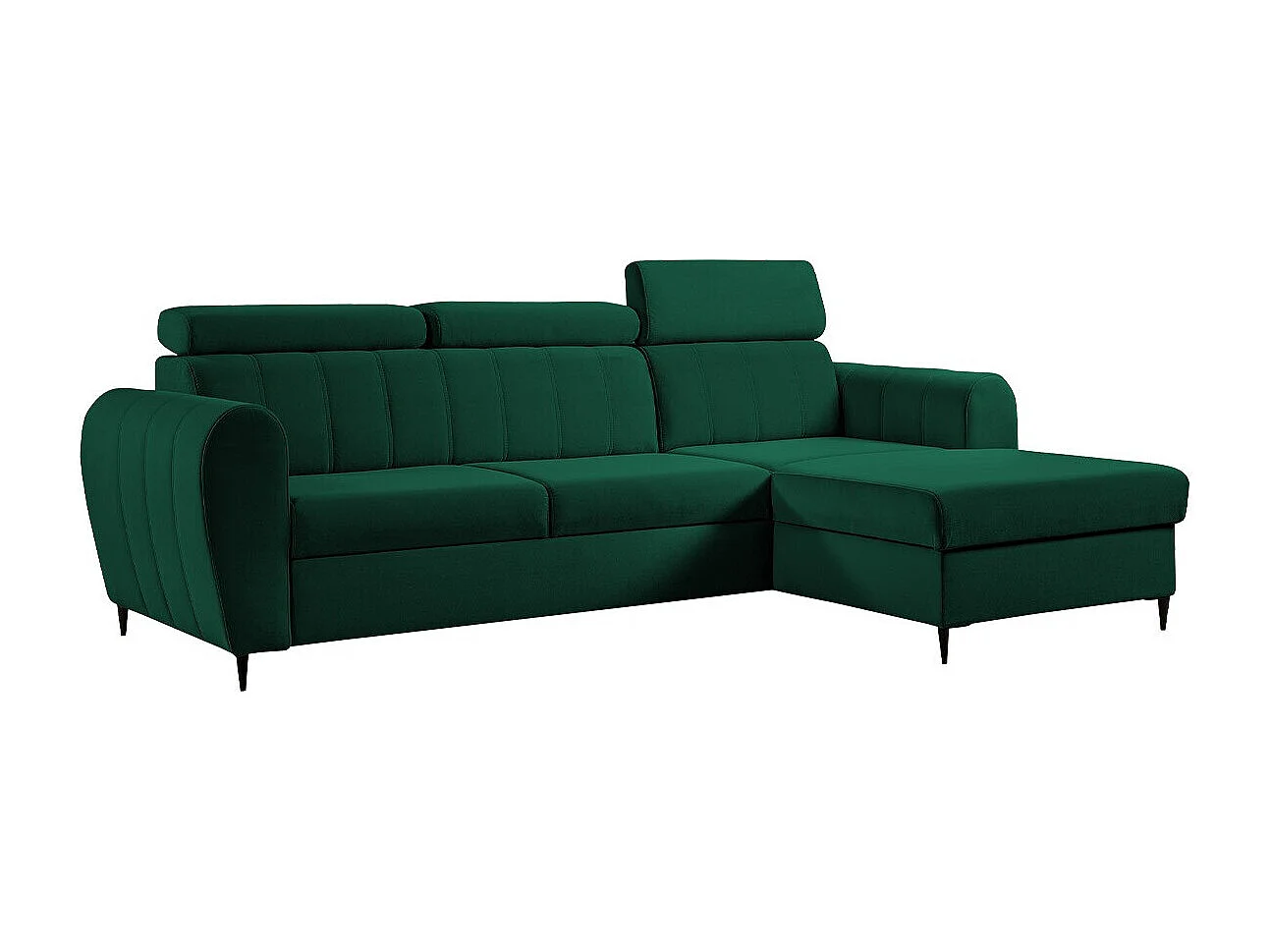 Sofá de canto Temple 126, Verde, Funcionalidade de dormir, 26x18x9cm