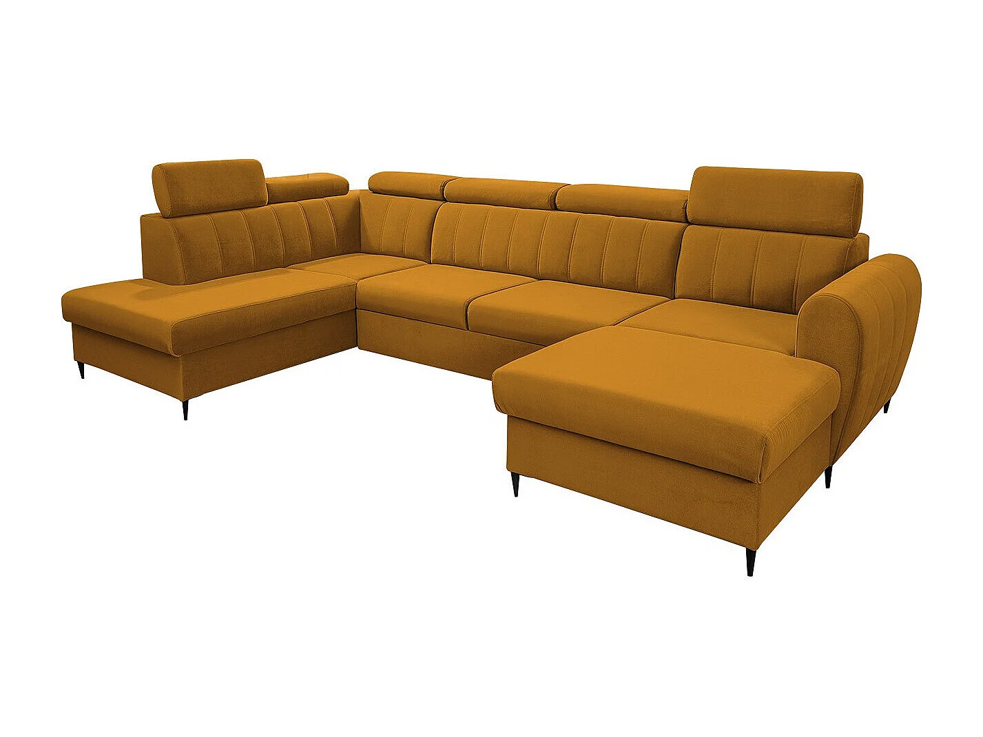 Sofá rinconero Temple 128, Amarillo, Función de descanso, Almacenaje, 355x200x90cm