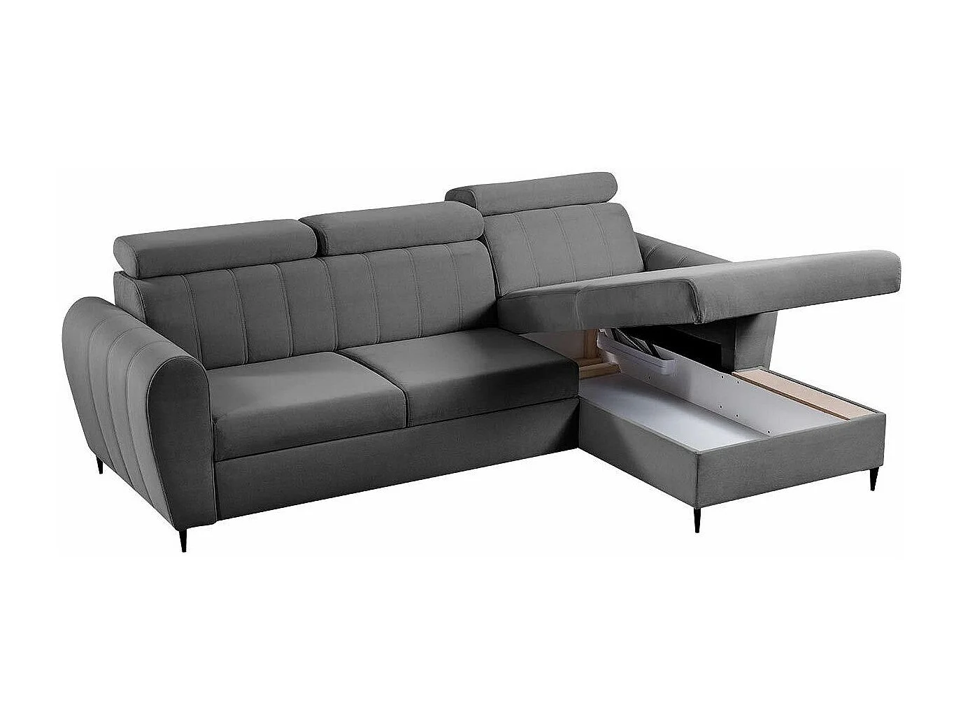 Canapé d'angle Temple 126, Gris, Disponible, 262x175x90cm