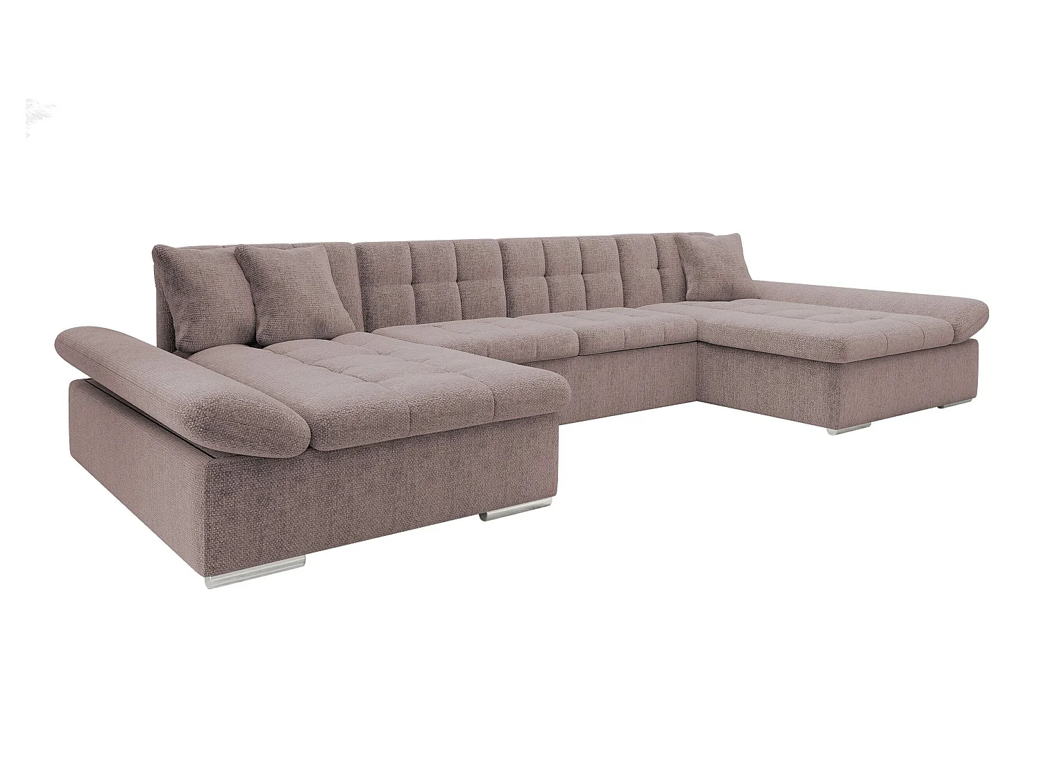 Canapé d'angle convertible 3 places en tissu brun 360x160x75 cm