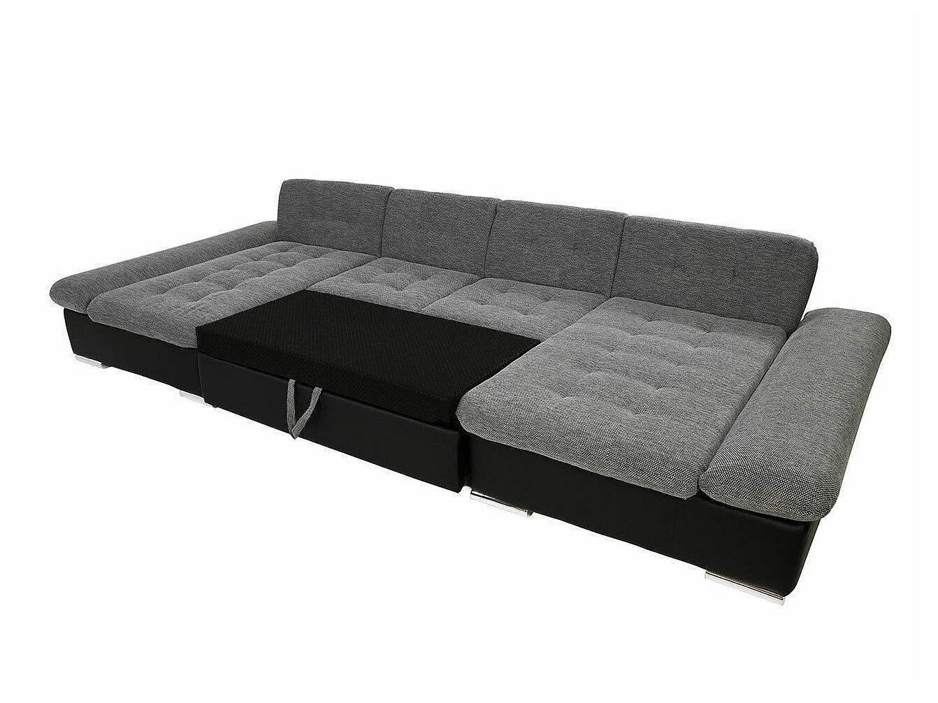 Canapé d'angle convertible 3 places en tissu brun 360x160x75 cm