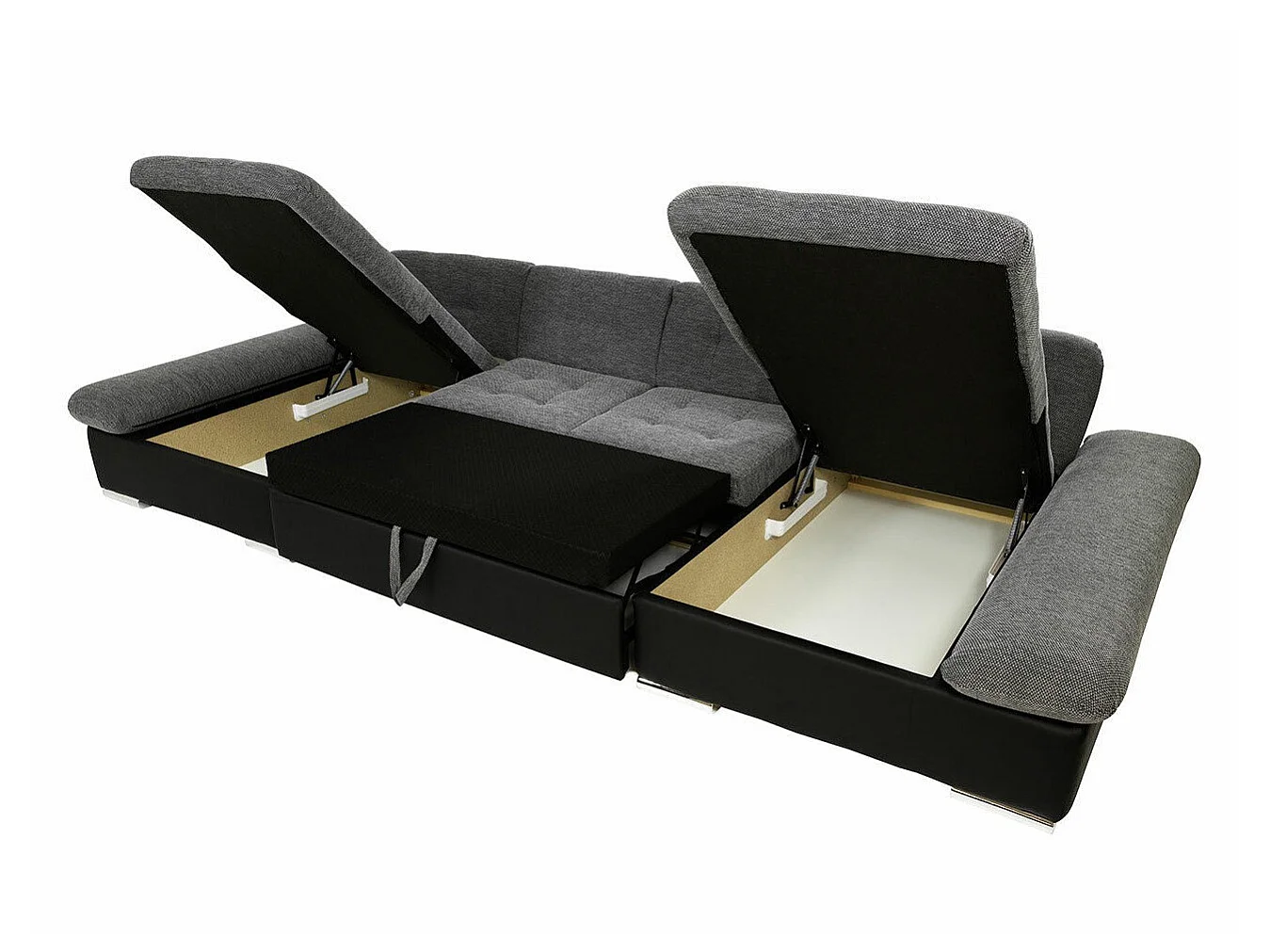 Canapé d'angle convertible 3 places en tissu brun 360x160x75 cm