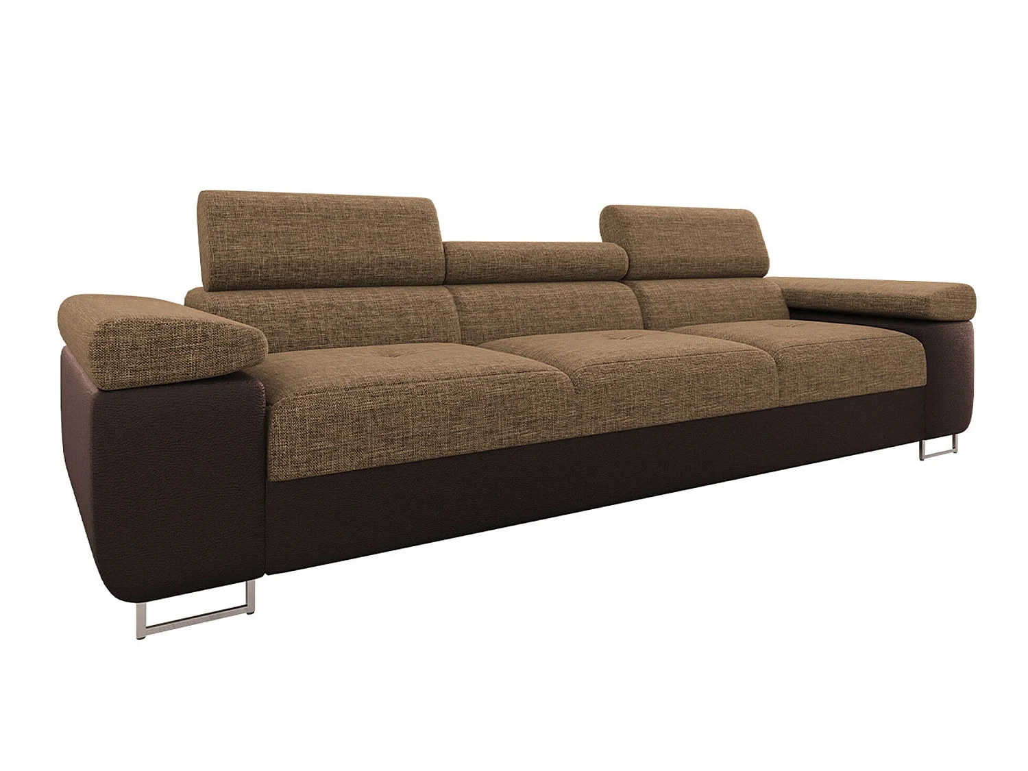 Canapé 2 places en cuir marron 263x102x70 cm