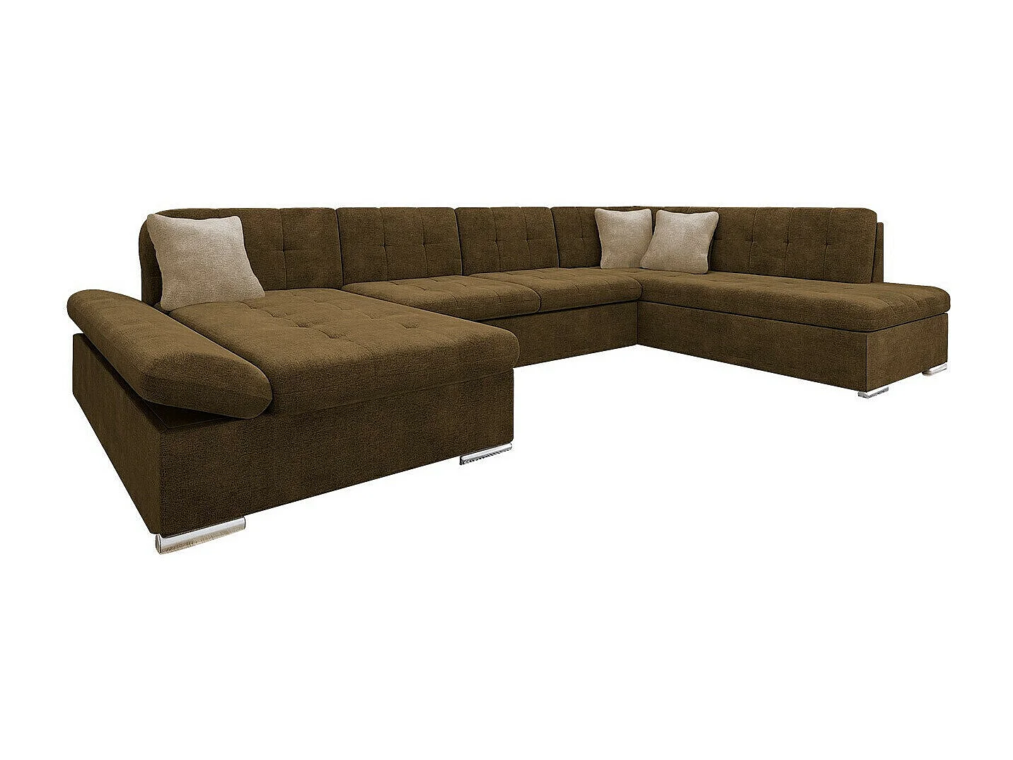 Sofá rinconero Comfivo 150, Marrón, Función de descanso, Almacenaje, 345x205x76cm