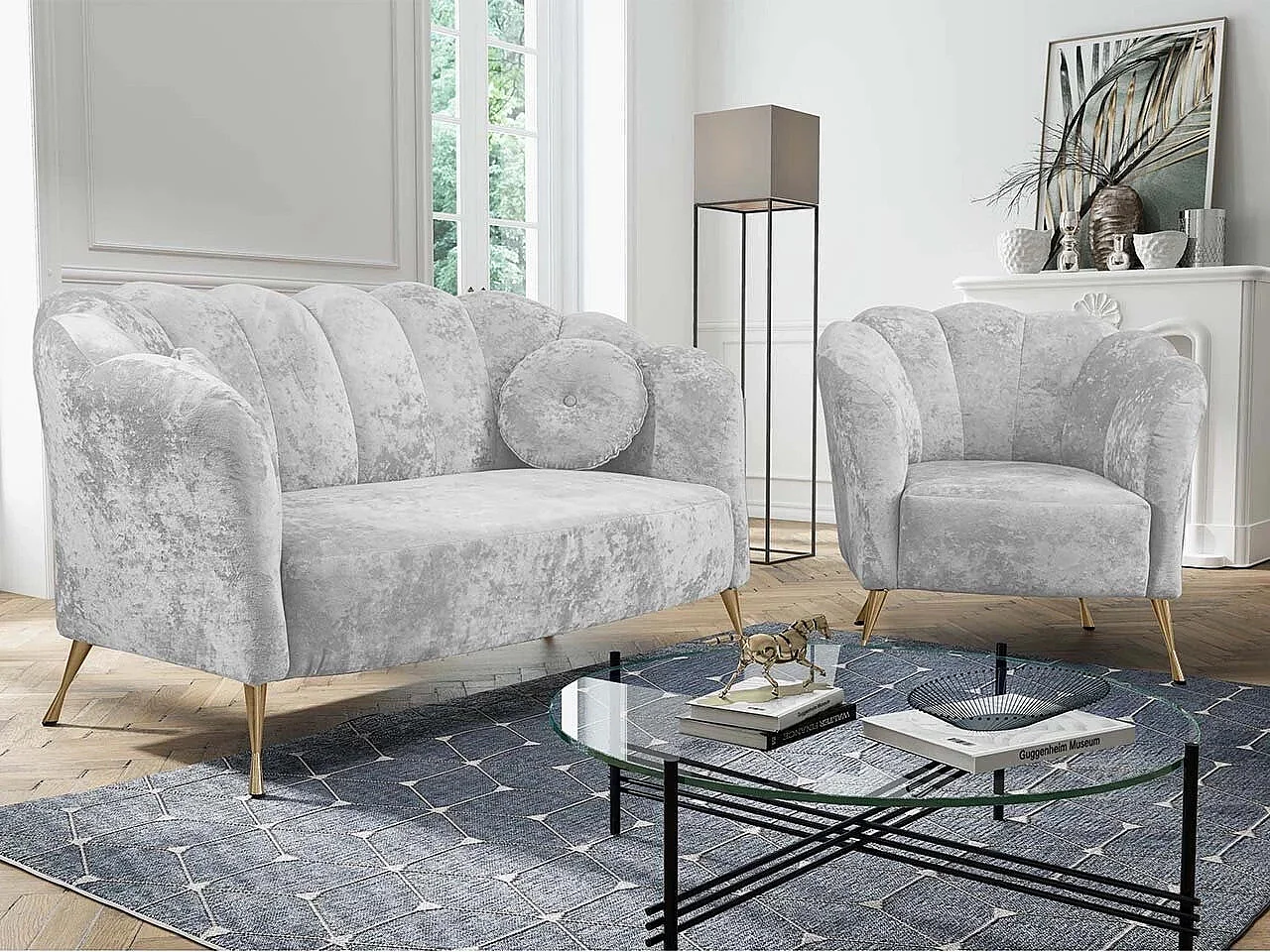 Canapé Providence 151, Gris, 155x83x78cm, Tissu, Pieds: Métal