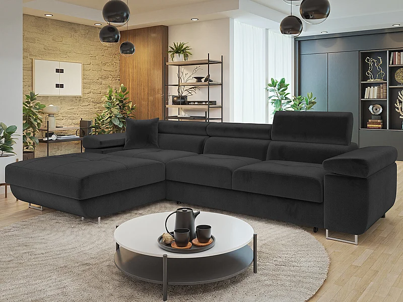 Canapé d'angle Comfivo Eliferu 102, Gris, Disponible, 280x170x70cm