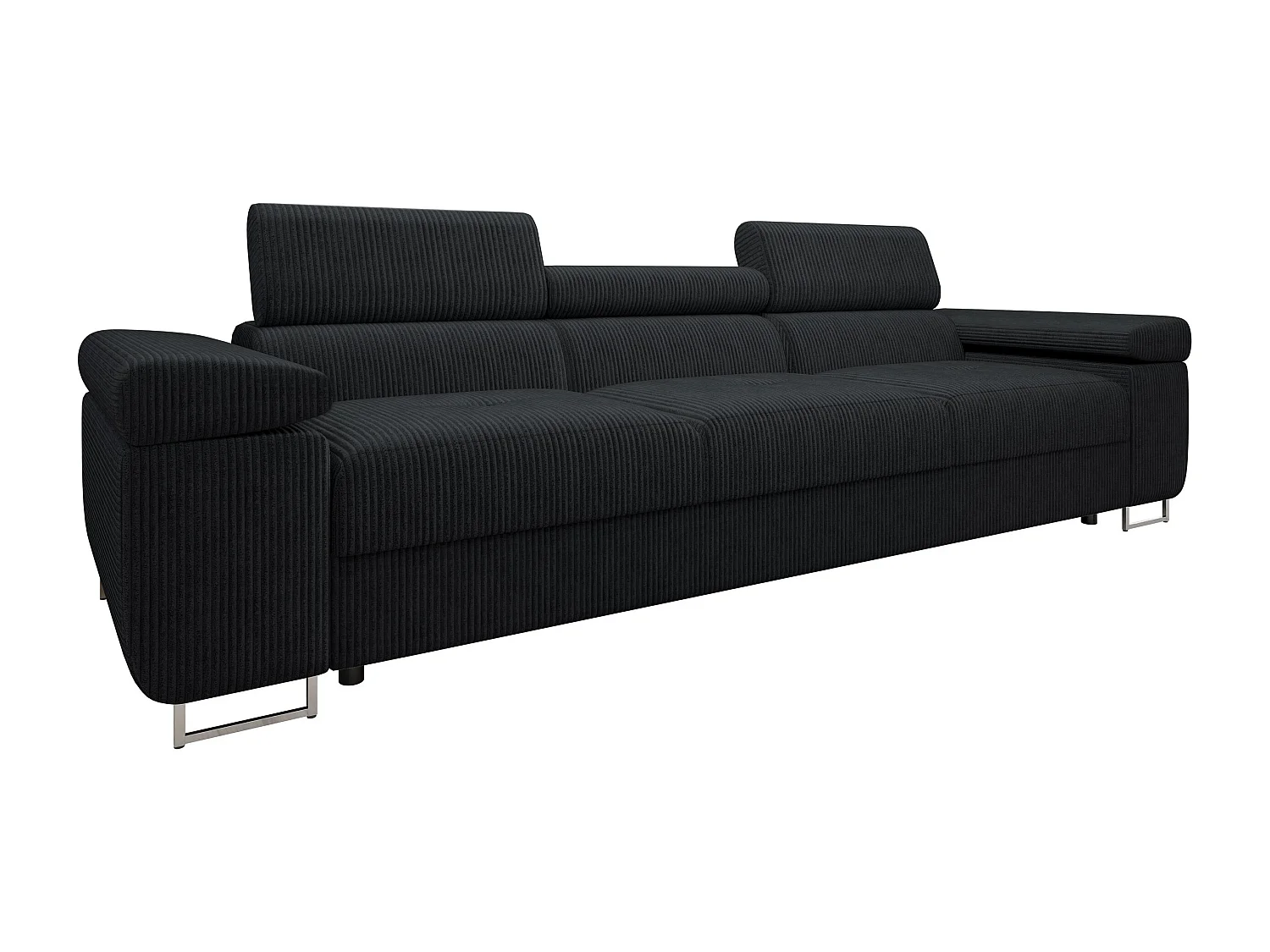 Canapé Comfivo Eliferu 104, Noir, 263x102x70cm, Tissu, Pieds: Métal