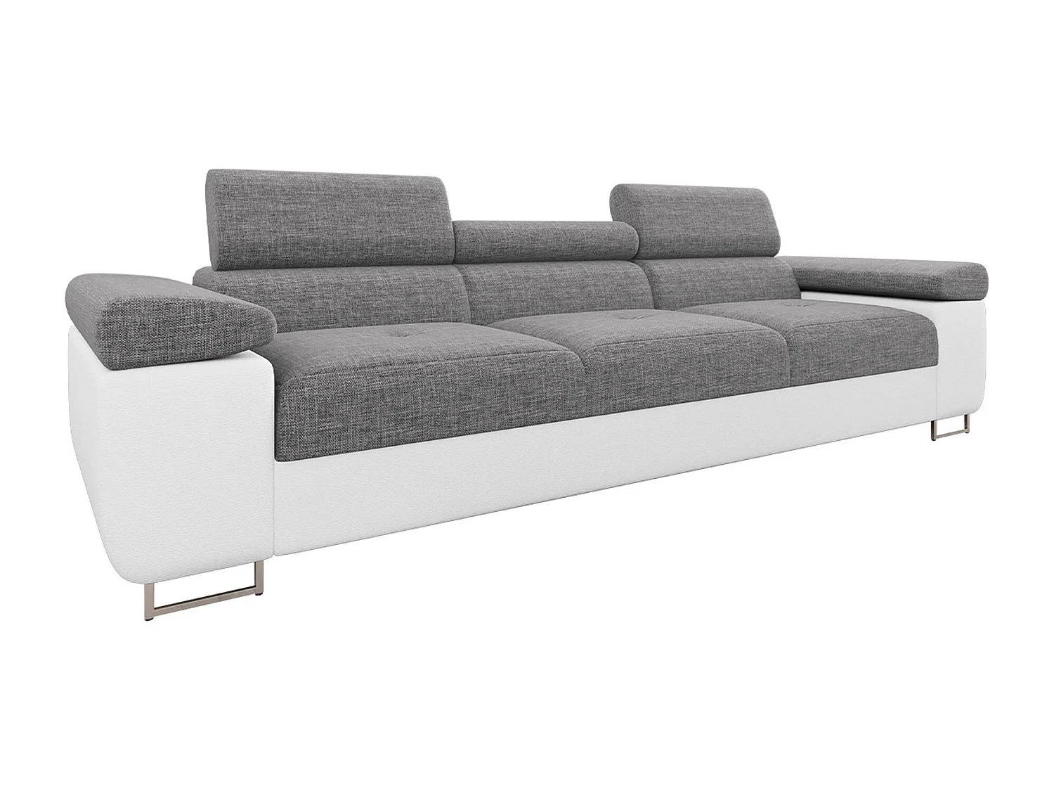 Canapé Comfivo Eliferu 104, Gris, 263x102x70cm, Faux cuir + Tissu, Pieds: Métal
