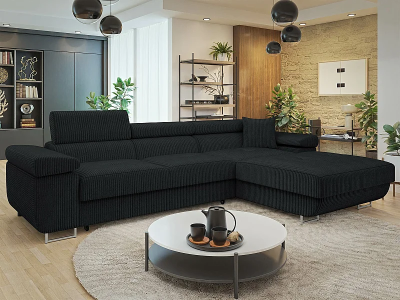 Sofá rinconero Comfivo Eliferu 102, Gris, Función de descanso, Almacenaje, 280x170x70cm