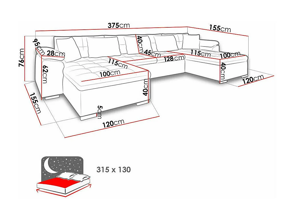 Canapé d'angle Comfivo 359, Vert, Fonction de couchage, 375x155x76cm