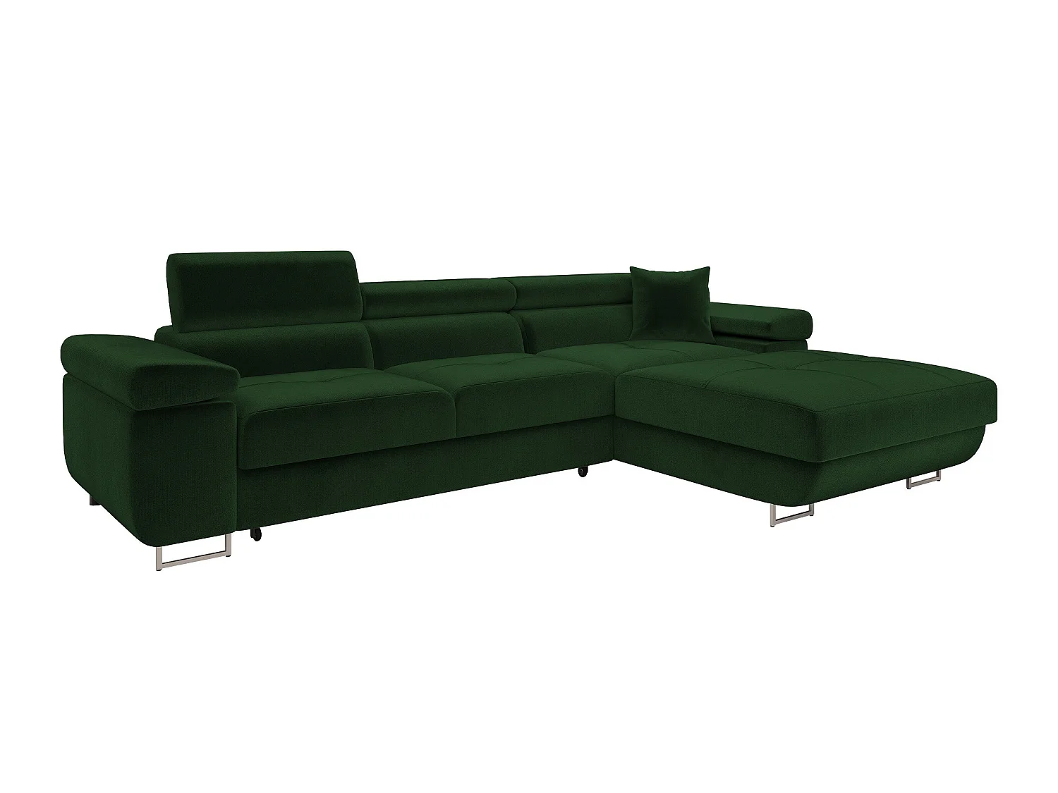 Canapé d'angle convertible 3 places en tissu vert 280x170x70 cm