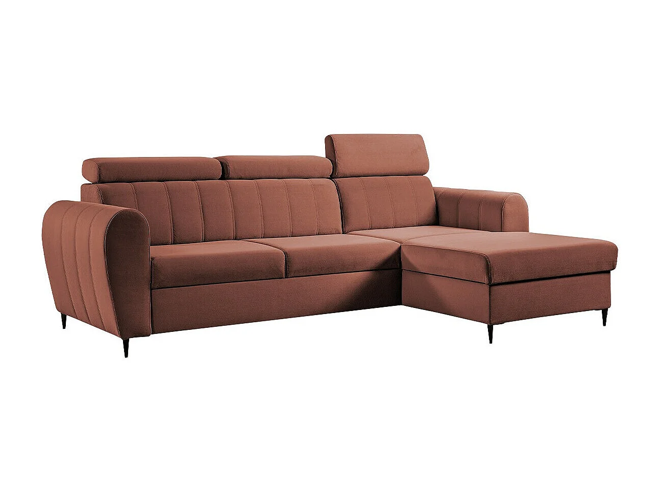 Sofá rinconero Temple 126, Rosa, Función de descanso, Almacenaje, 262x175x90cm