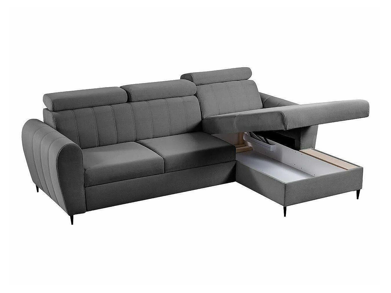 Canapé d'angle convertible 3 places en tissu rose TEMPLE 262x175x90 cm