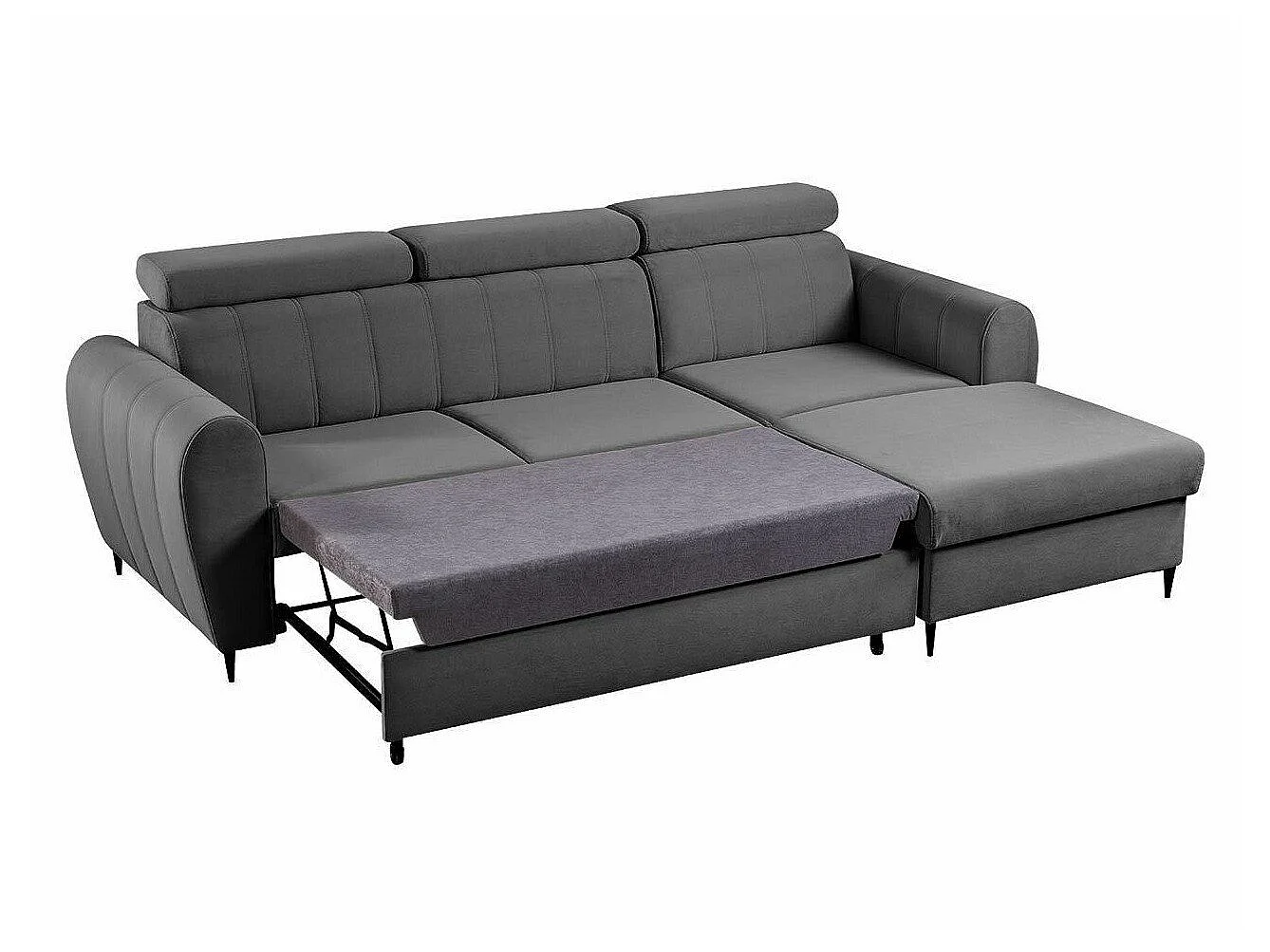 Canapé d'angle convertible 3 places en tissu rose TEMPLE 262x175x90 cm