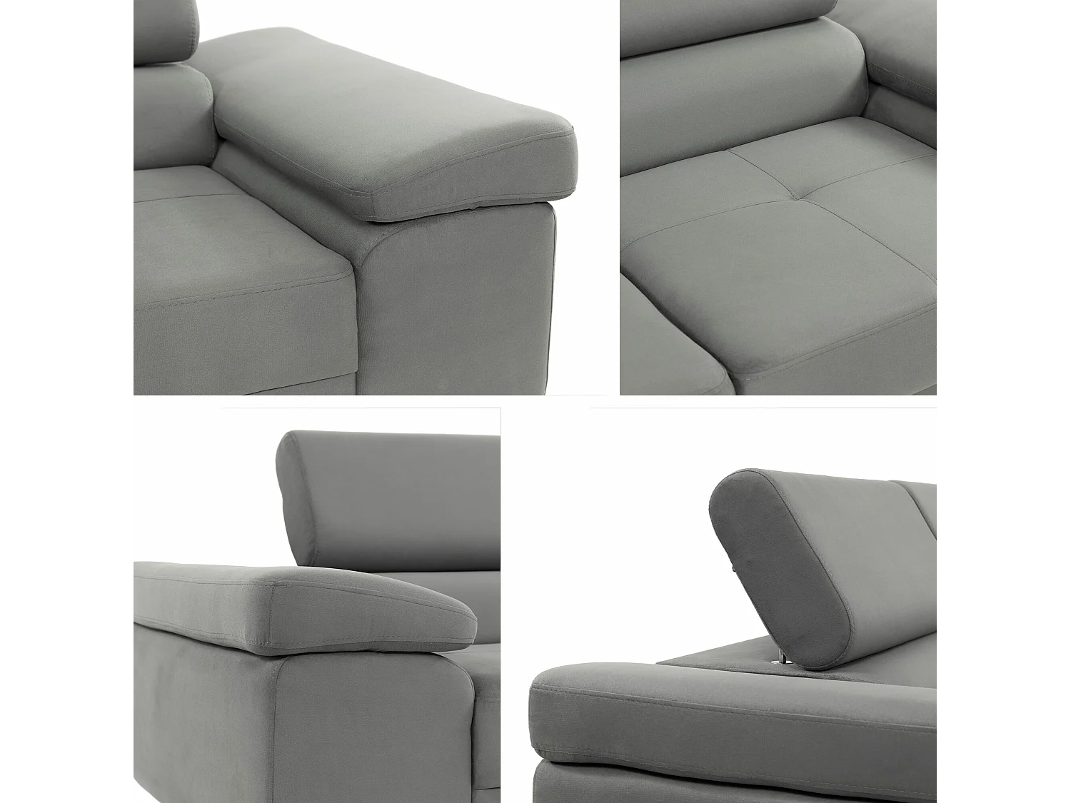 Sofá Comfivo Eliferu 104, Gris, 263x102x70cm, Tapiz, Patas: Metal