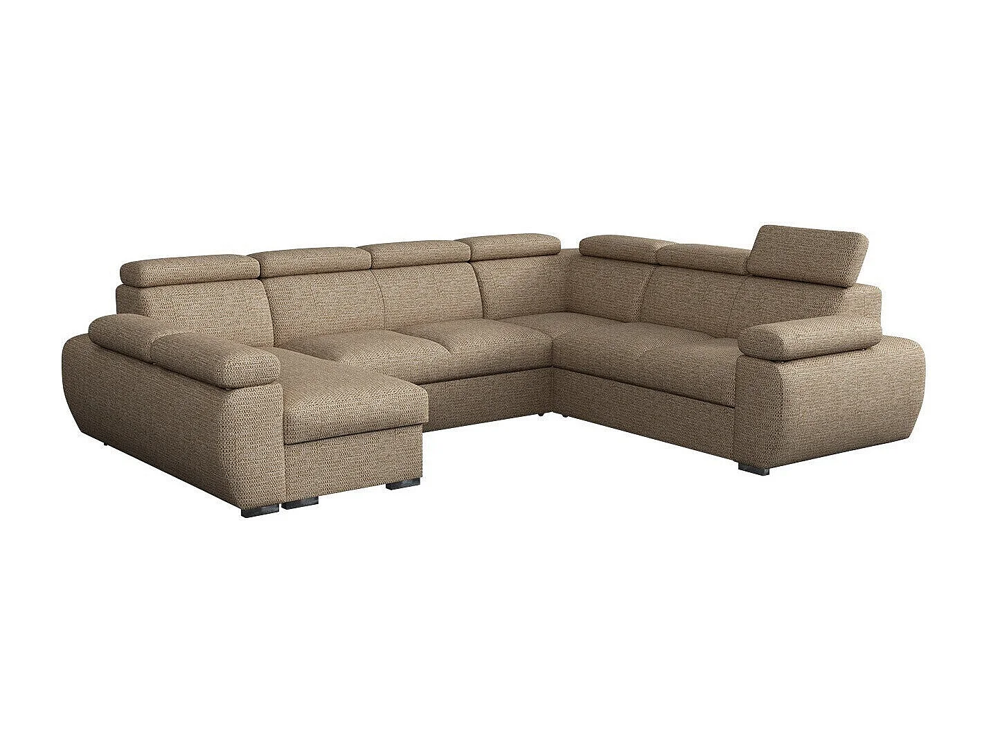 Canapé d'angle Columbus 214, Brun clair, Fonction de couchage, Boîte de literie, 325x85cm