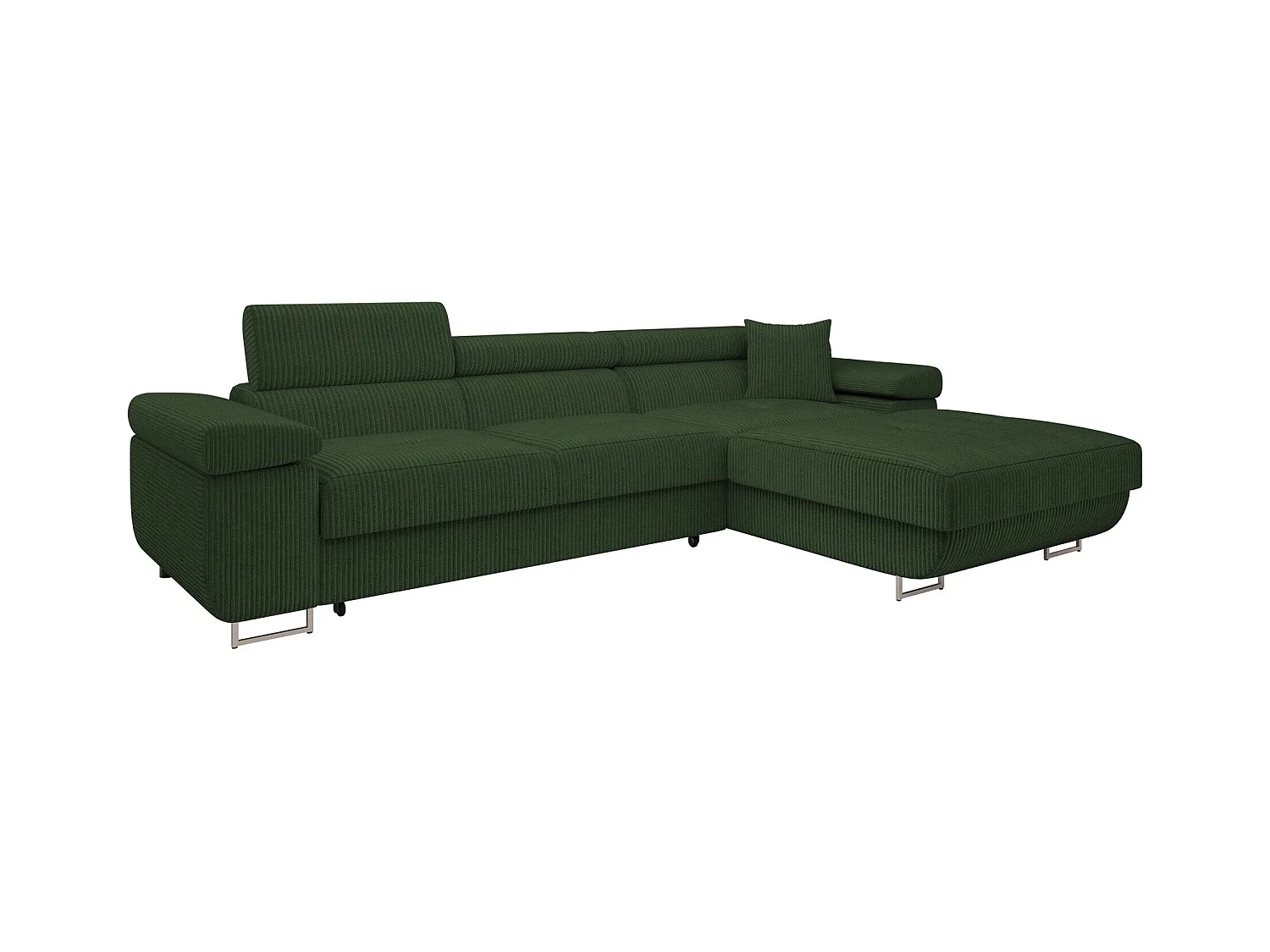 Canapé d'angle Comfivo Eliferu 102, Vert, Fonction de couchage, Boîte de literie, 280cm
