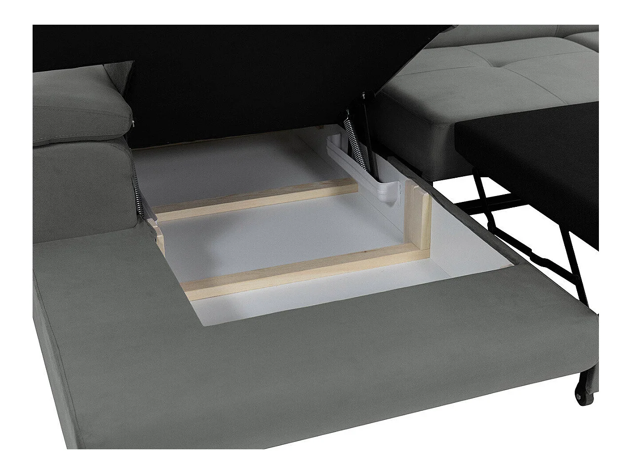 Canapé d'angle Comfivo Eliferu 102, Vert, Fonction de couchage, Boîte de literie, 280cm