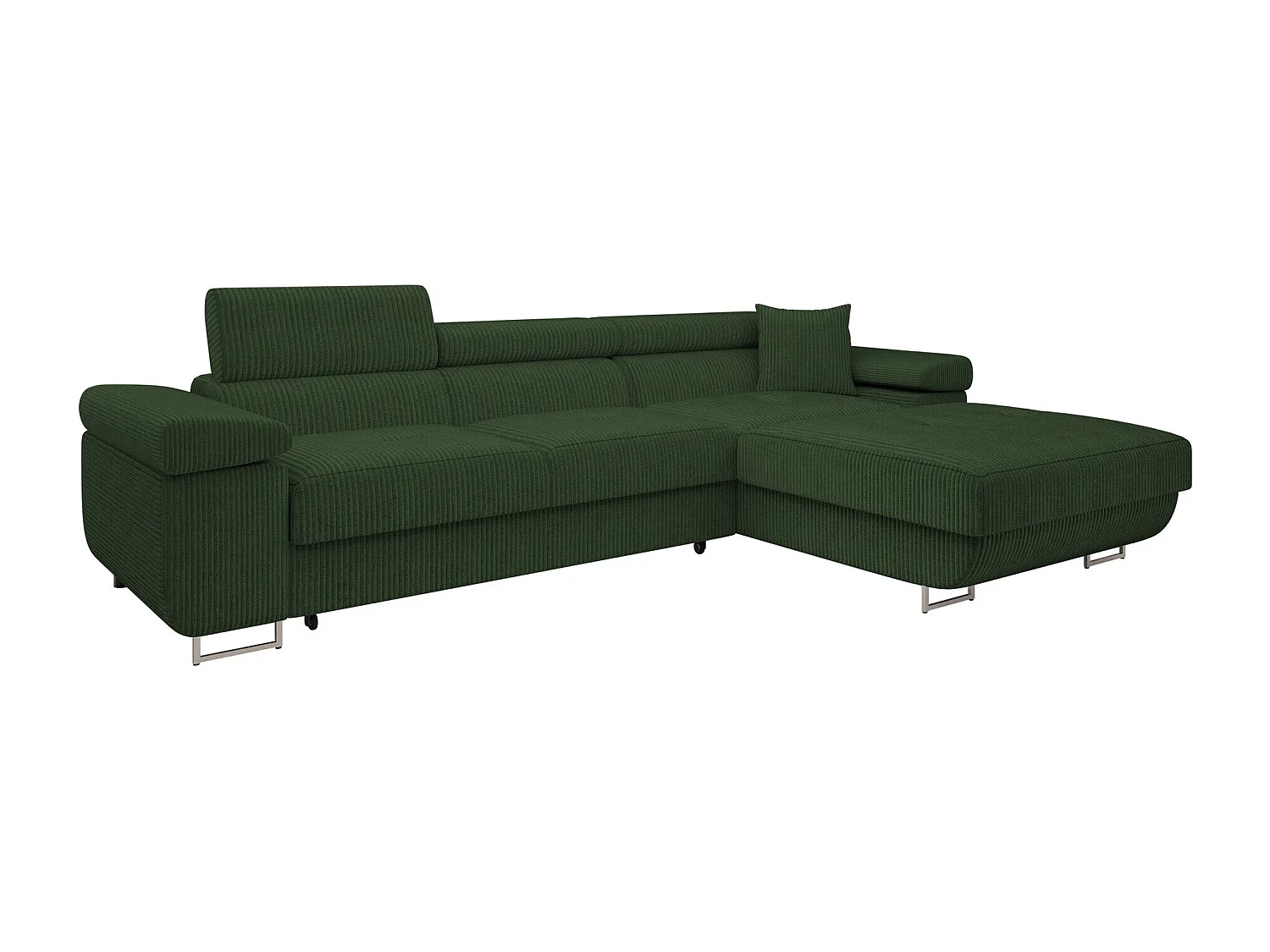 Sofá rinconero Comfivo Vinetum II, Verde, Función de descanso, Almacenaje, 280x170x70cm