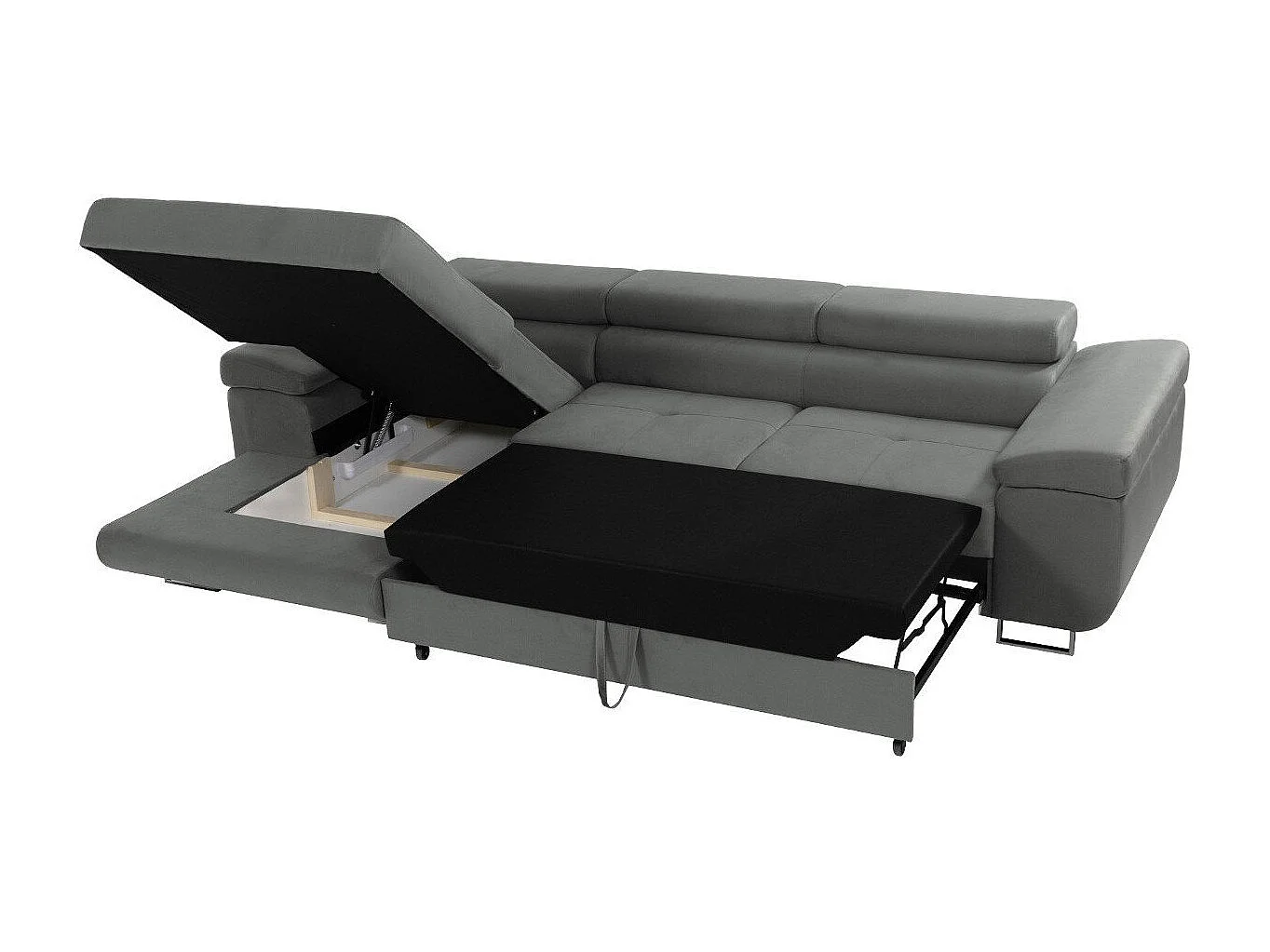 Sofá rinconero Comfivo Vinetum II, Verde, Función de descanso, Almacenaje, 280x170x70cm