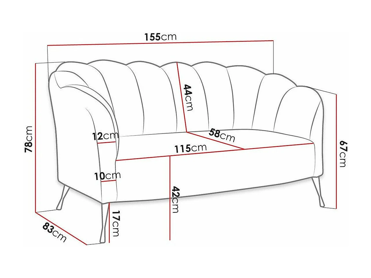 Divano Providence 151, Senza, Senza, Verde, 155x83x78cm, Arazzo, Gambe: Metallo
