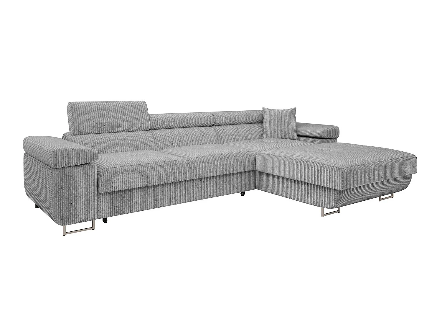 Canapé d'angle convertible 3 places en tissu gris 280x170x70 cm