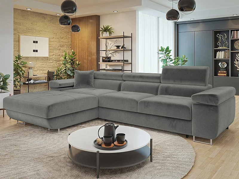 Canapé d'angle Comfivo Vinetum II, Gris foncé, Disponible, 280x170x70cm