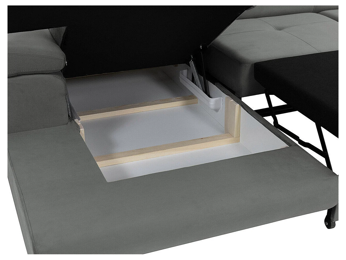 Sofá rinconero Comfivo Eliferu 102, Gris, Función de descanso, Almacenaje, 280x170x70cm