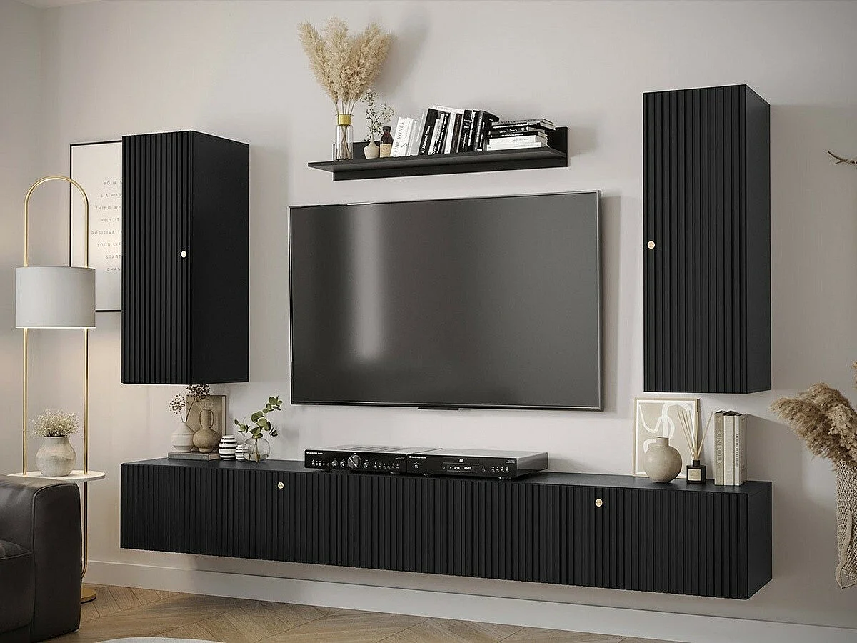 Mueble TV Hartford H101, Negro, Número de puertas: 1.00, 100x34x40cm