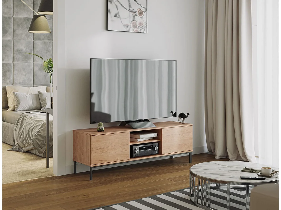 Meuble TV Lomsore 101, Clair bois, Le nombre de portes: 2, 150x50x41cm
