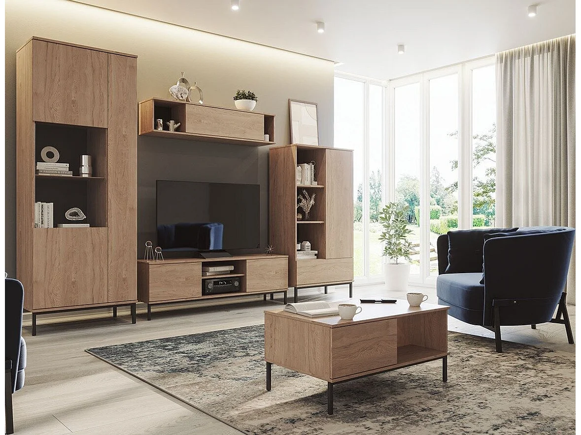 Meuble TV Lomsore 101, Clair bois, Le nombre de portes: 2, 150x50x41cm