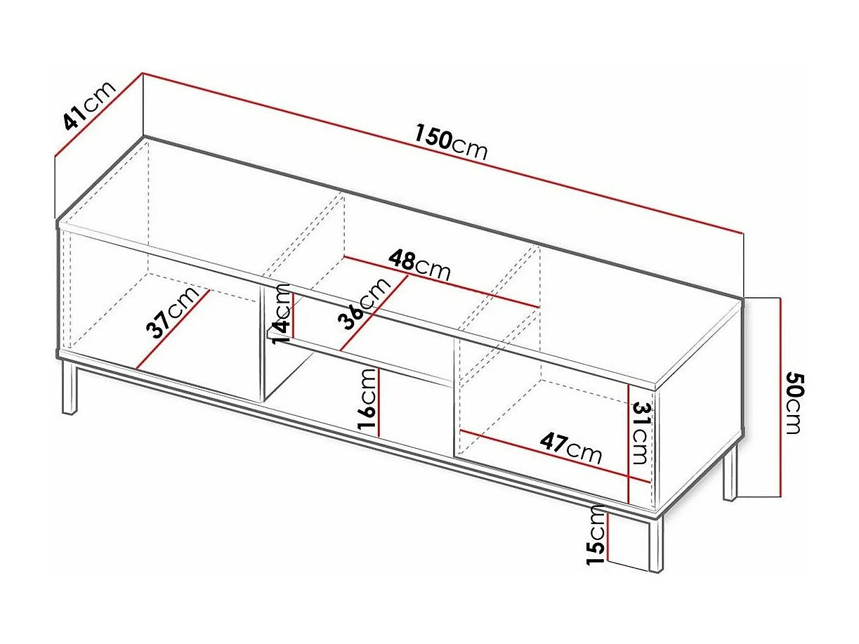 Meuble TV Lomsore 101, Clair bois, Le nombre de portes: 2, 150x50x41cm