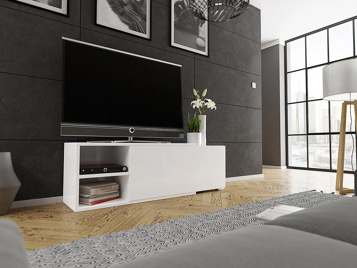 Mueble TV Utica 100, Blanco, Número de puertas: 1.00, 137x40x35cm