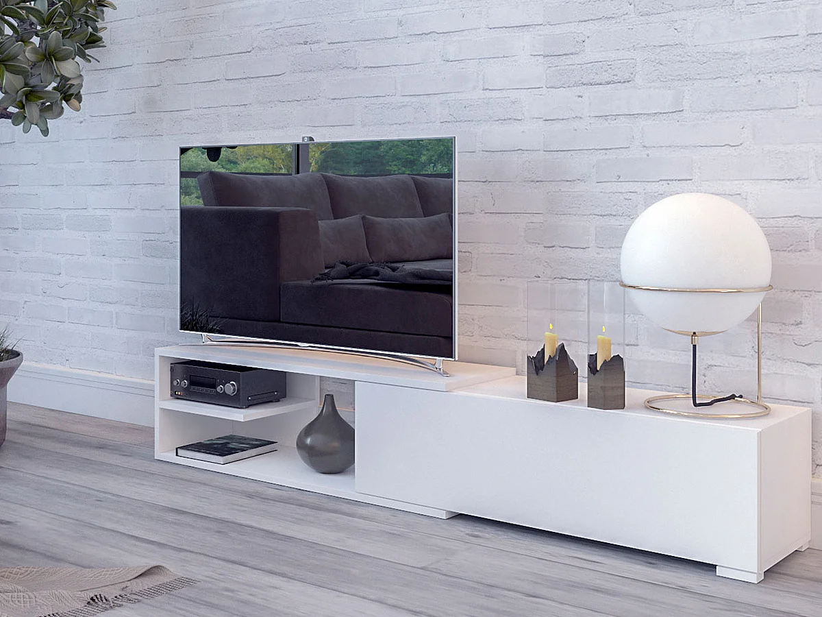 Mueble TV Utica 100, Blanco, Número de puertas: 1.00, 137x40x35cm