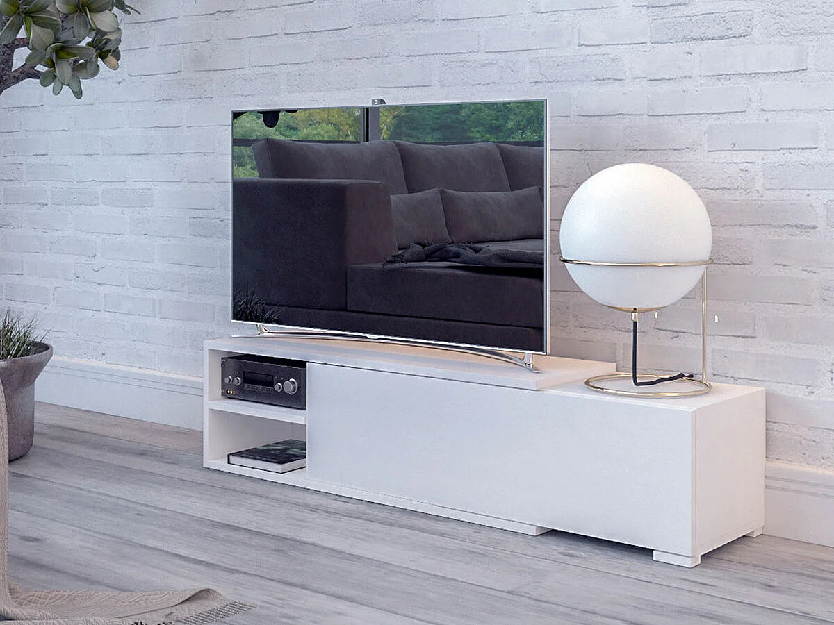 Mueble TV Utica 100, Blanco, Número de puertas: 1.00, 137x40x35cm