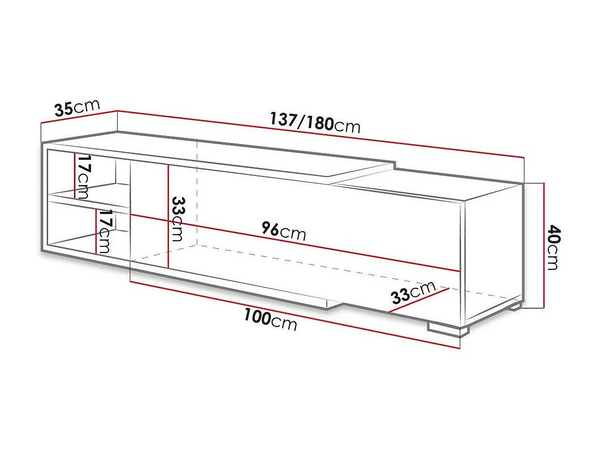 Mesa para TV Utica 100, O número de portas: 1, 137x40x35cm