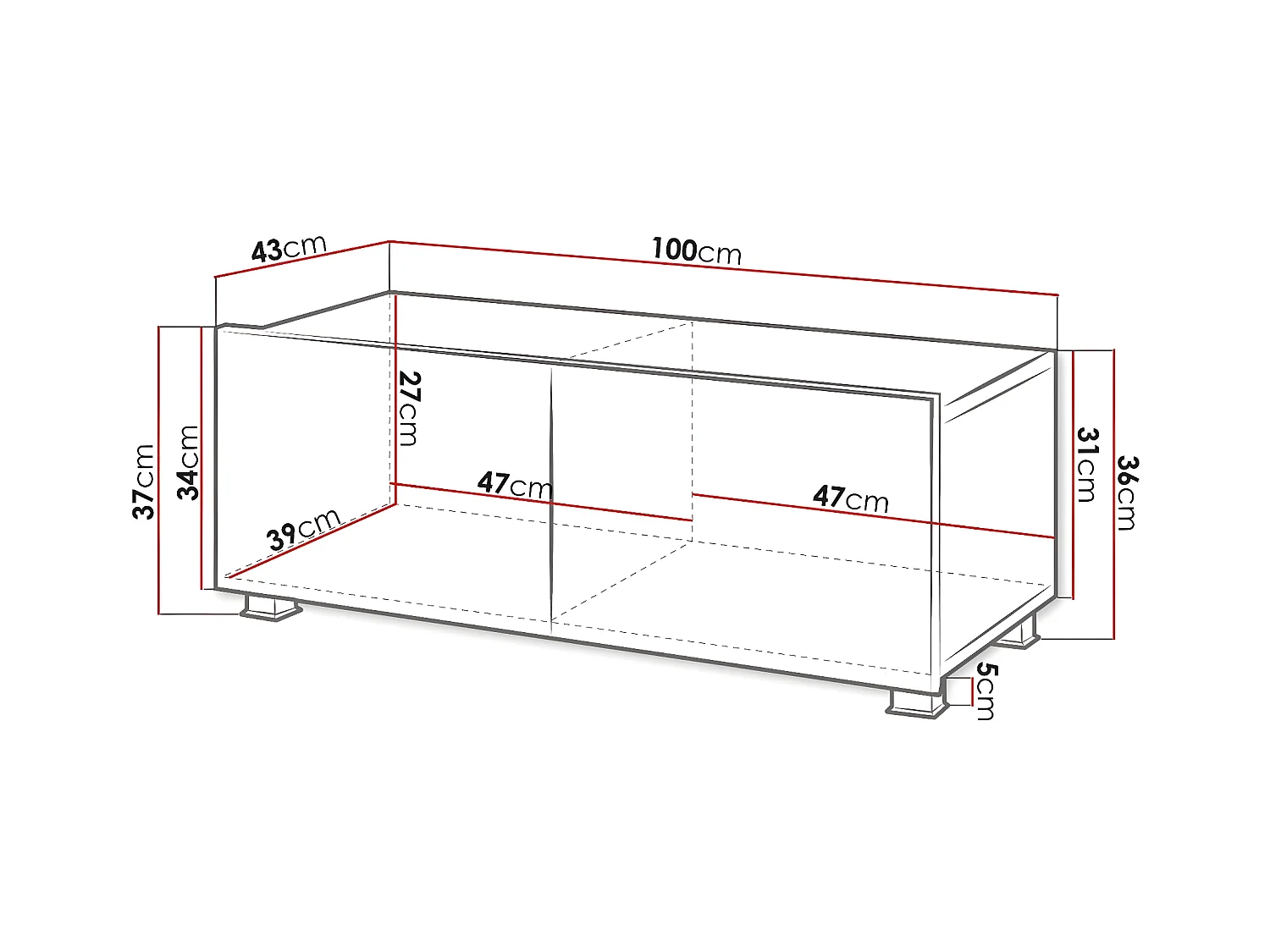 Meuble TV Tivdalu 104, Blanc brillant|Blanc, Le nombre de portes: 2, 100x37x43cm
