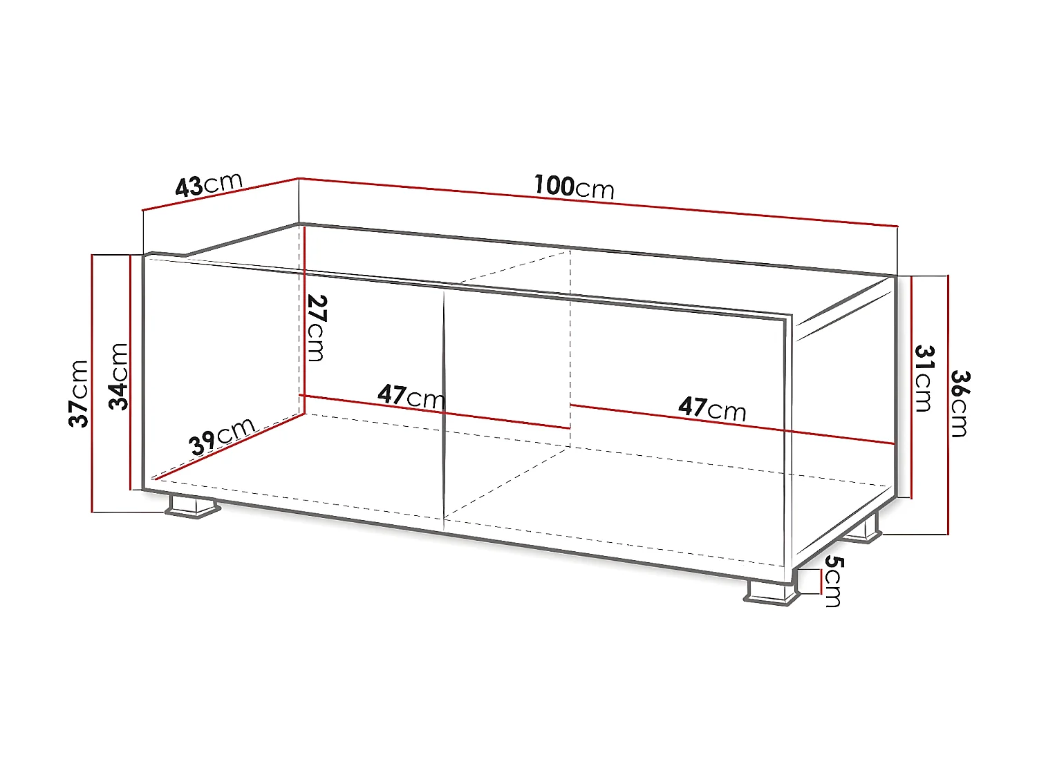 Mobile porta TV Tivdalu 104, Bianco|Bianco lucido, Il numero di porte: 2.00, 100x37x43cm