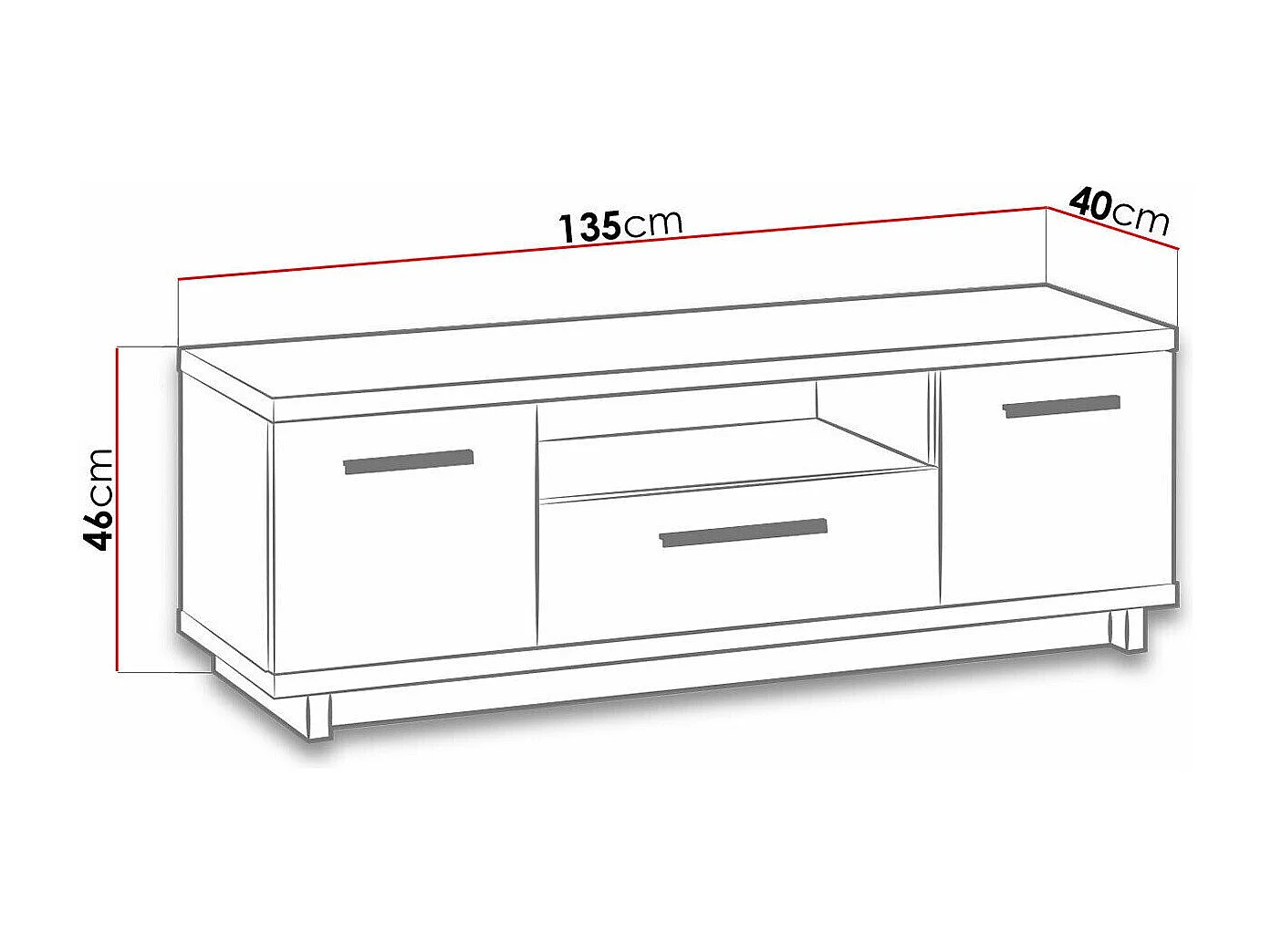 Meuble TV Morlira 105, Chêne Artisan|Noir mat, Le nombre de portes: 2, 135x46x40cm