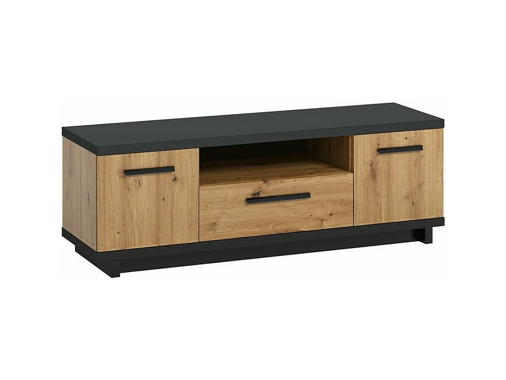Mueble TV Providence N105, Roble Artisan|Negro mate, Número de puertas: 2.00, 135x46x40cm