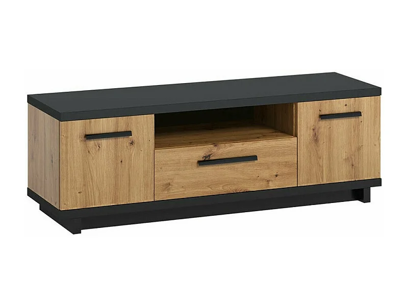 Mueble TV Providence N105, Roble Artisan|Negro mate, Número de puertas: 2.00, 135x46x40cm