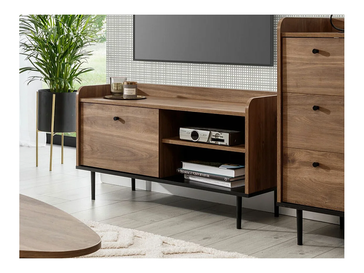 Mueble TV Providence M106, Roble oscuro|Negro, Número de puertas: 1.00, 100x57x40cm