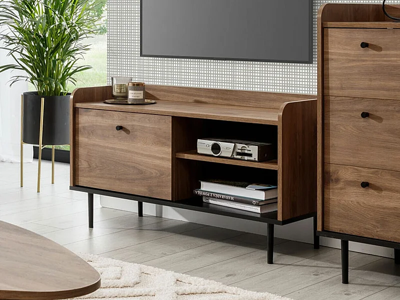 Mueble TV Providence M106, Roble oscuro|Negro, Número de puertas: 1.00, 100x57x40cm