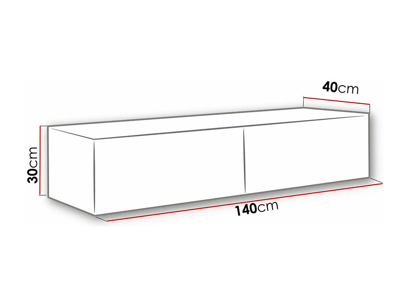 Meuble TV Venenou 125, Blanc brillant|Blanc, Le nombre de portes: 2, 140x30x40cm