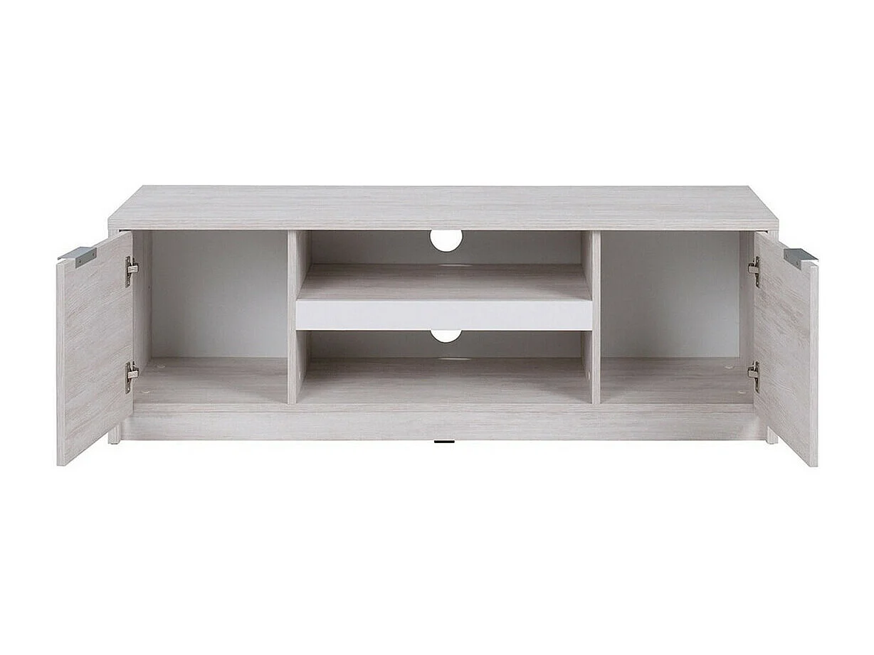 Meuble TV Providence 123, Noir brillant|Chêne du Monastery, Le nombre de portes: 2, 135cm