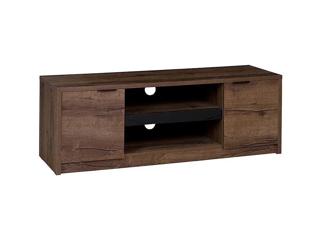 Mueble TV Providence 123, Roble del Monastery|Negro brillante, Número de puertas: 2.00,